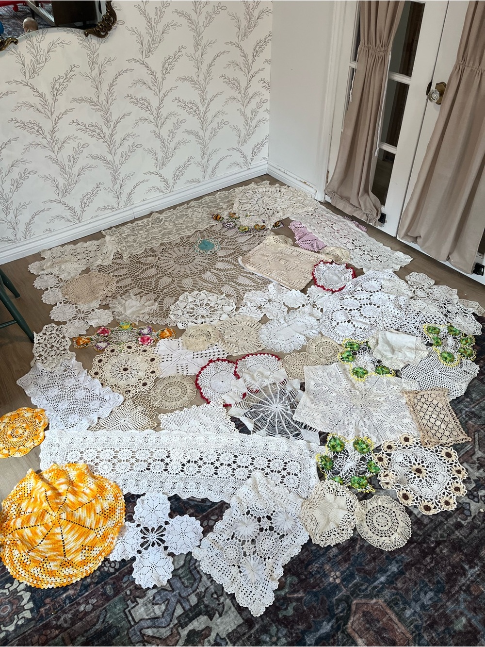 Assorted vintage Crochet Doilies lot/bundle of 53